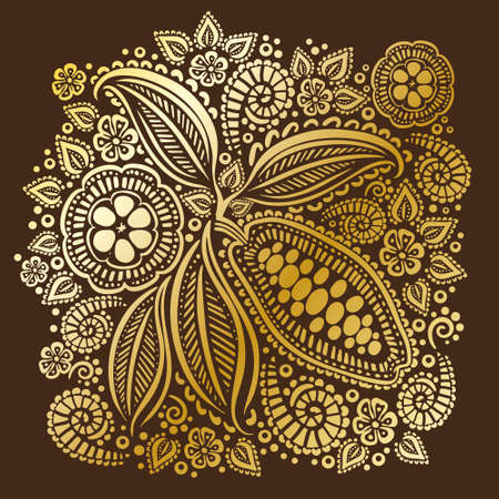 Cocoa beans illustration. Chocolate cocoa beans.のイラスト素材