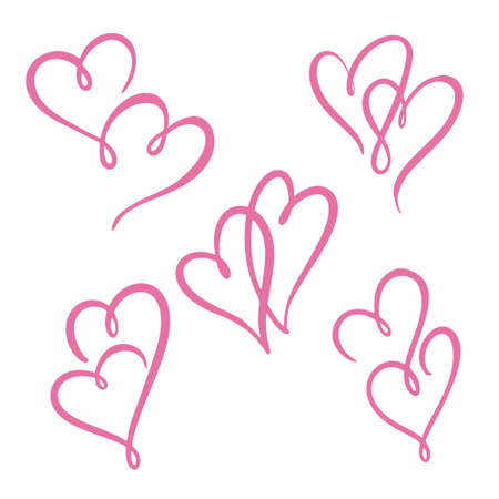 Two heart lines set. Valentine's Day, double heart.vectorのイラスト素材