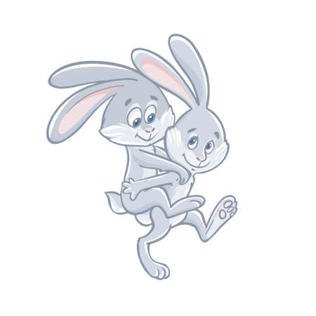 Two easter bunny friends go for a walk.のイラスト素材