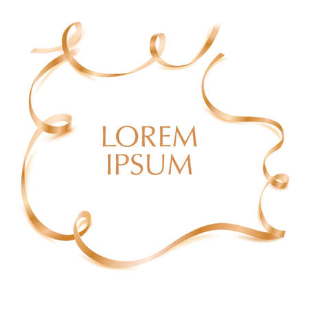 Golden decoration ribbon as a border. Vector illustration.のイラスト素材