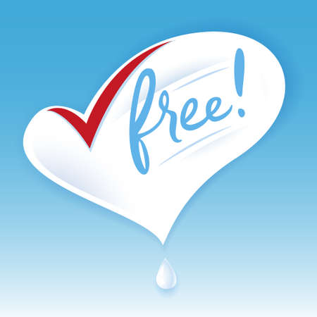 Lactose free natural fresh milk splash logo. Heart symbol on blue sky with cloudsのイラスト素材