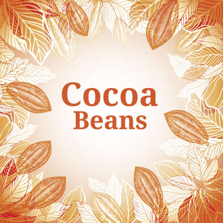 Cacao beans plant, Vector exotic cacao plantsのイラスト素材