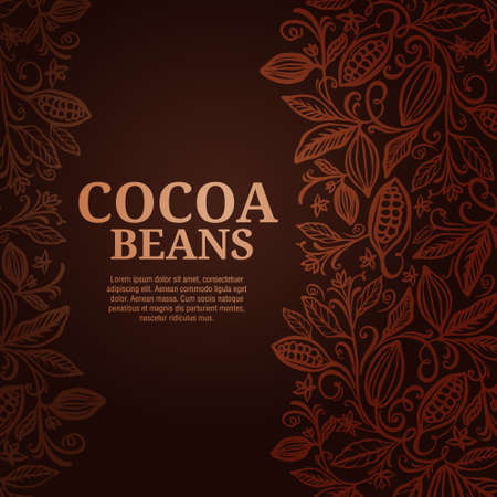 Cacao beans plant, Vector exotic cacao plantsのイラスト素材