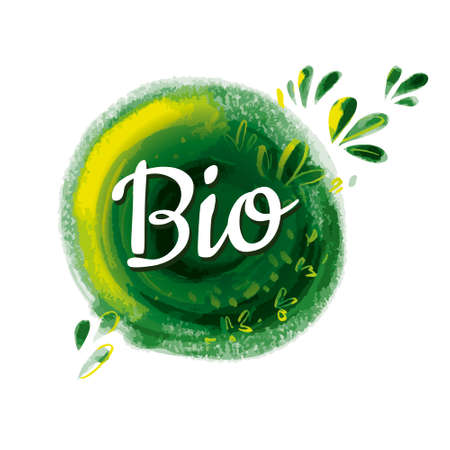 Vector natural, organic food, bio, eco labels and shapes on white background.のイラスト素材