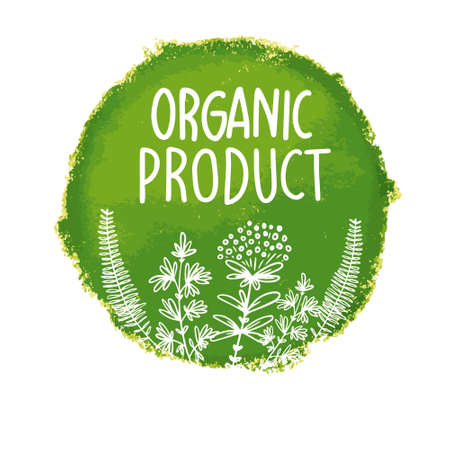 Vector natural, organic food, bio, eco labels and shapes on white background.のイラスト素材