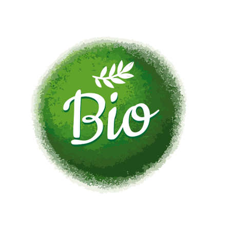 Vector natural, organic food, bio, eco labels and shapes on white background.のイラスト素材