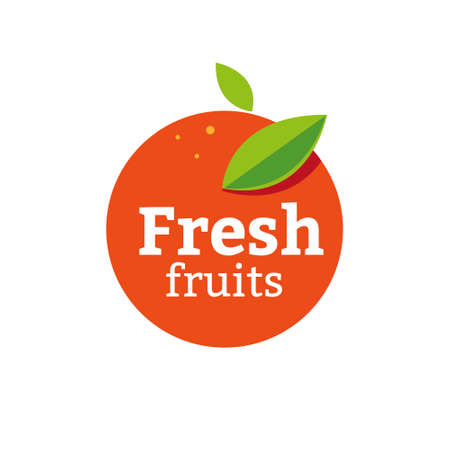 Juice orange logo design concept. Fruit and juice icon theme. Unique symbol of organic and healthy food.のイラスト素材
