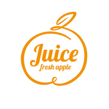 Juice apple logo design concept. Fruit and juice icon theme. Unique symbol of organic and healthy food.のイラスト素材