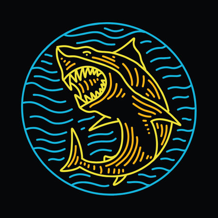 Colorful Monoline Shark Vector Graphic Design illustration Emblemのイラスト素材