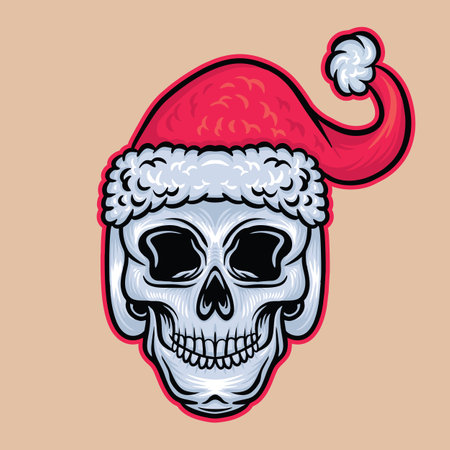 Skull Santa Hat Vector Graphic Design illustration Emblemのイラスト素材