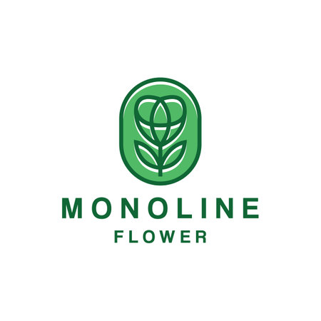 Luxury Monoline Flower Logo Vector, natural rose Symbol and icon, creative Design Company For cosmetics and Boutiqueのイラスト素材