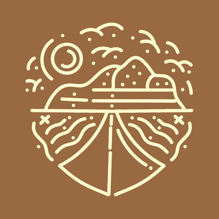 Premium Monoline desert illustration Vector, adventure badge, creative emblem Design For T-shirt Designのイラスト素材