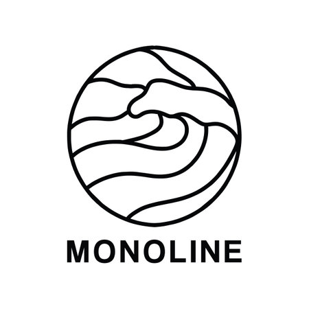 Ocean Logo Monoline Design Vector illustration Sea Wave badge symbol iconのイラスト素材