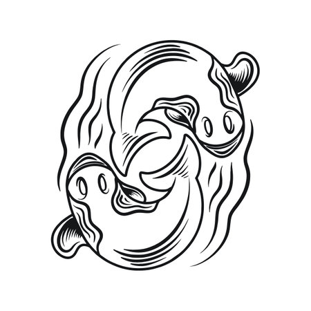 Fish Drawing Design Vector illustration animal badge symbol iconのイラスト素材