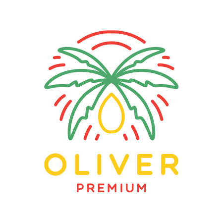 Premium Olive Tree Logo Classic Monoline Design Vector illustration Natural Oil Product badge symbol iconのイラスト素材