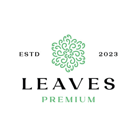 Leaves Logo Design Organic Plant Emblem Vector illustration Badge Symbol Iconのイラスト素材