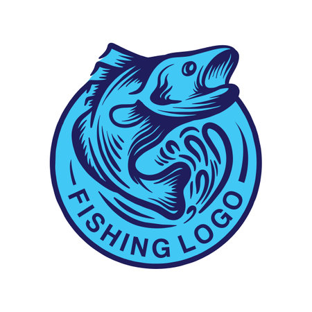 Fishing Logo fisherman Vintage Emblem Vector Design badge illustration Symbol Iconのイラスト素材