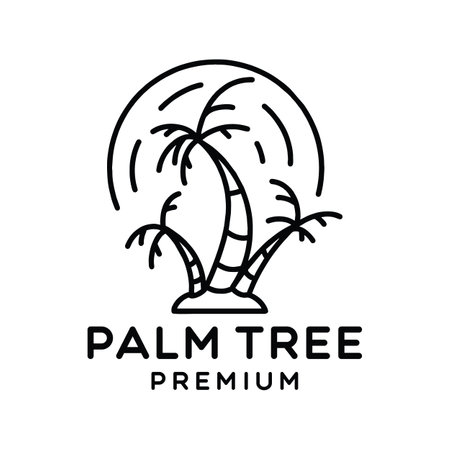 Palm Tree Logo tropical Vintage Emblem Vector Design badge illustration Symbol Iconのイラスト素材