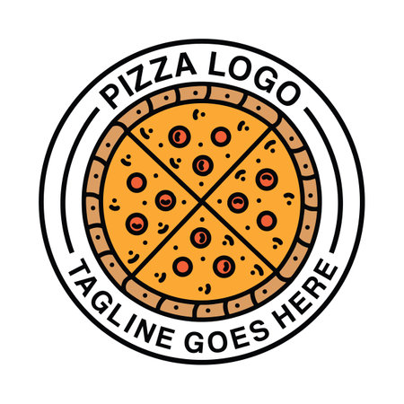 Pizza Restaurant Food Logo Vintage Emblem Vector Design badge illustration Symbol Iconのイラスト素材