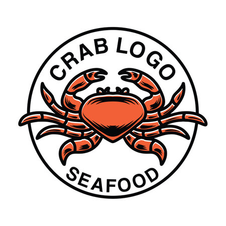 Crab Seafood Logo Vintage Emblem Vector Design badge illustration Symbol Iconのイラスト素材