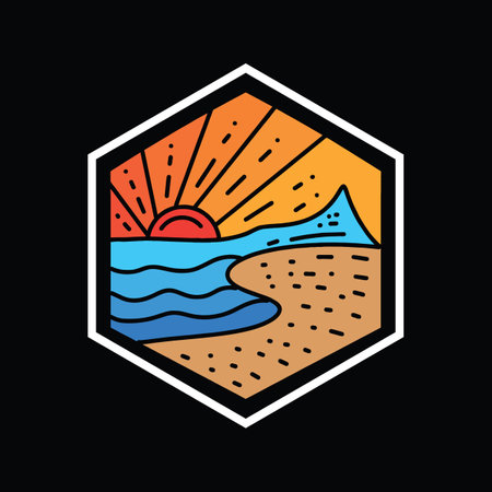 Summer Beach Logo Vector Graphic Design illustration Retro Vintage Badge Emblem Symbol and Iconのイラスト素材