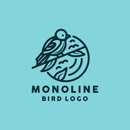 Bird Monoline Logo Symbol Design illustration vector Icon Emblemのイラスト素材