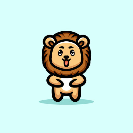 Cute Lion Cartoon Mascot Animal Vector Logo Design illustrationのイラスト素材