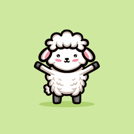 Cute Sheep Cartoon Mascot Animal Vector Logo Design illustrationのイラスト素材