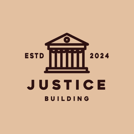Justice Logo Monoline Vector, Building Icon Symbol, Classic Creative Vintage Graphic Designのイラスト素材