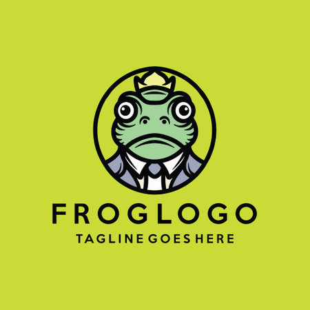 Frog Animal Vector, Animal Icon Symbol, Cartoon Creative Vintage Graphic Designのイラスト素材