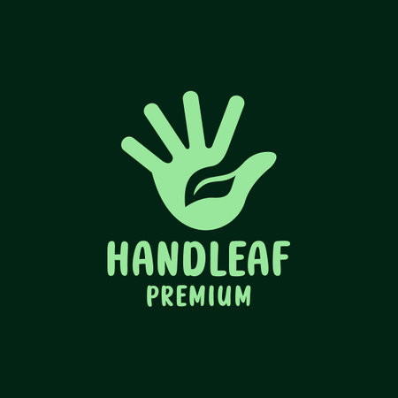 Hand Leaf Nature Logo Design Vector, Plant Tree Emblem Symbol, environment Creative Vintage Graphic Designのイラスト素材