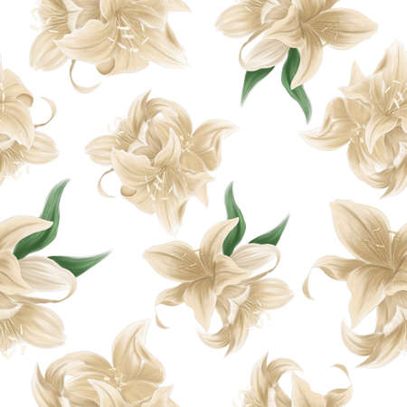 Pattern of bouquets of flowers liliesの写真素材