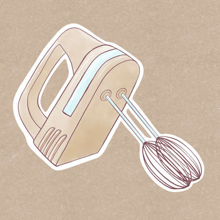 Simple illustration in the form of a sticker mixer beige color on a craft backgroundの写真素材