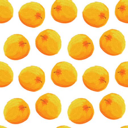 Bright seamless pea pattern from an illustration of bright orange apples on a white backgroundの写真素材