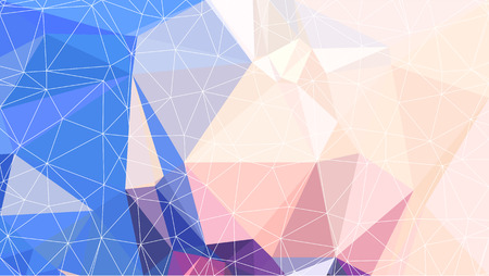Low Poly pattern of irregular colorful triangles in blue and beige shades with shifted white strokeのイラスト素材