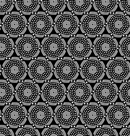Seamless fashionable pattern of tribal african ornament. Point and linear elements. In black and white colors. Graphical hand drawn background. Vector illustrationのイラスト素材