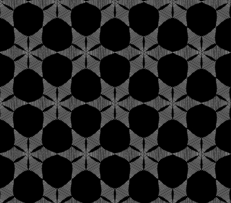 Seamless fashionable pattern of tribal african ornament consisting of linear rosette. In black and white colors. Graphical hand drawn background. Vector illustrationのイラスト素材