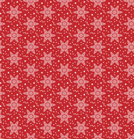 Christmas vectorillustration. Seamless pattern with snowflakes, stars, little hearts and garlands.のイラスト素材