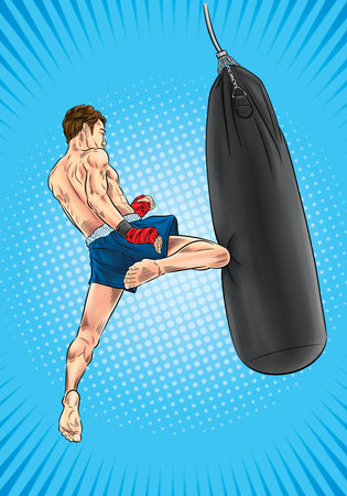 The boxer is preparing for training.illustrationの写真素材