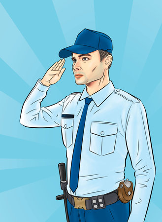 The guards are strictly on duty to maintain safety on duty.illustrationの写真素材
