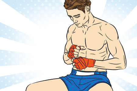 The boxer is preparing for training.illustrationの写真素材