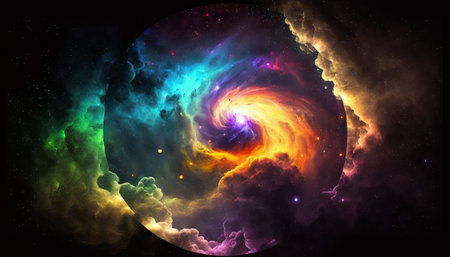 Colorful Galaxy Background with Clouds and Stars.