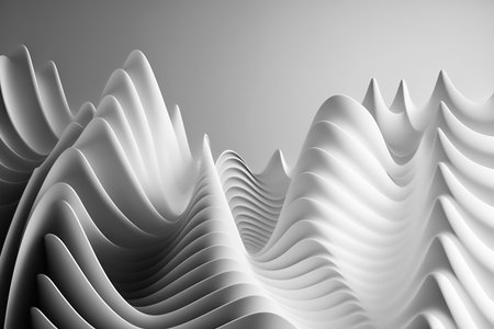 White background with 3D wave effectの写真素材