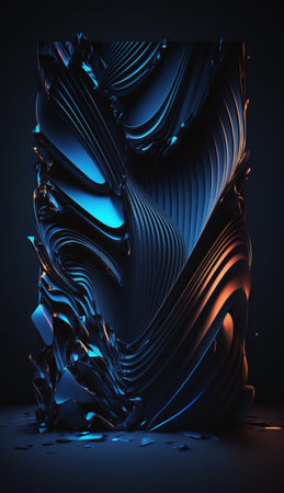 background with metallic effect of organic shapes in blue colorの写真素材