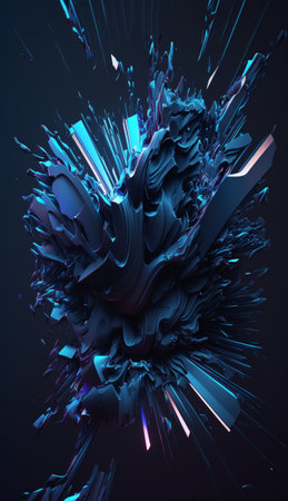 background with metallic effect of organic shapes in blue colorの写真素材