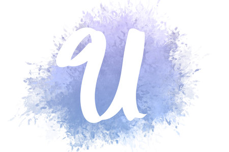 handwritten alphabet with watercolor texture. Watercolor stains with letters of the alphabet.の写真素材