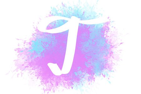 handwritten alphabet with watercolor texture. Watercolor stains with letters of the alphabet.の写真素材