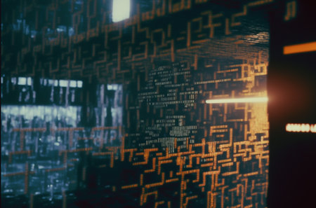 abstract background digital code running through everythingの写真素材