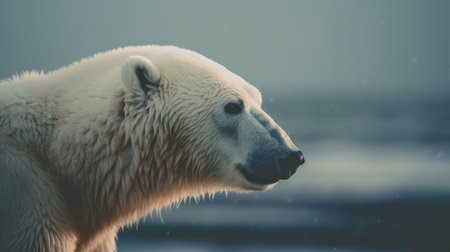 beautiful bear in its natural habitat. Close up of a white bear in nature.の写真素材