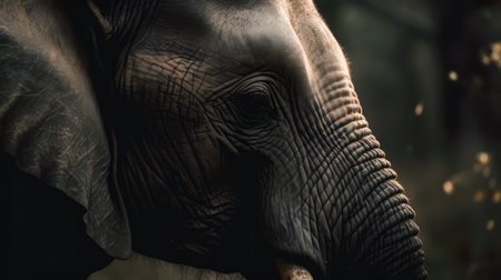 beautiful elephant in its natural habitat. Close up of elephant in African plain.の写真素材